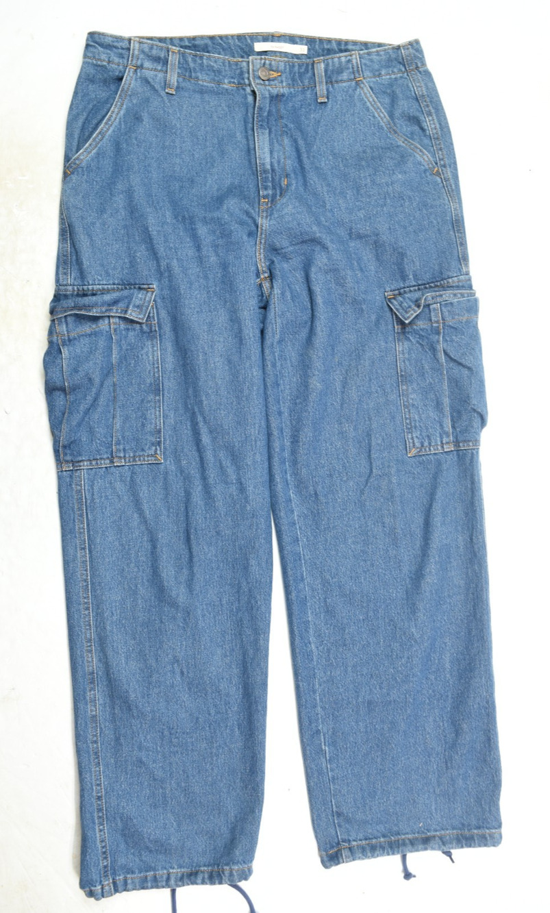 Levi's 94 Baggy Cargo Jeans Womens 31 Blue High Rise Relaxed Fit 100% Cotton